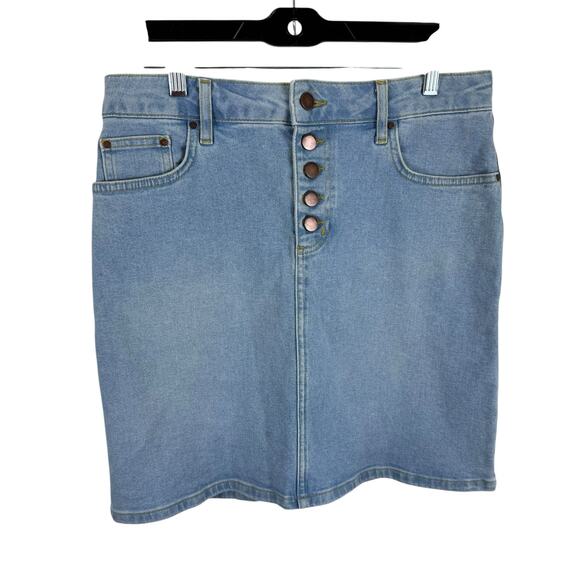 Boden Dresses & Skirts - Boden Denim Cotton Light Wash Button Fly Straight Above Knee Jean Skirt Size 6
